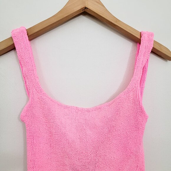 Hunza G Square Neck One Piece Swimsuit in Bubblegum Pink OS - Picture 3 of 8